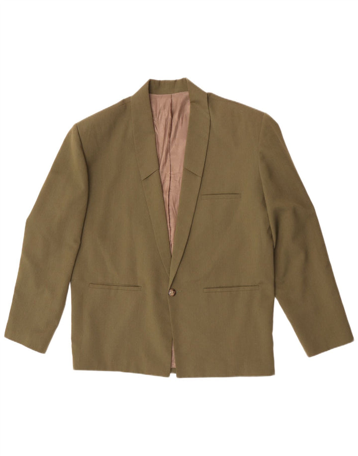 Vintage Mens 1 Button Blazer Jacket UK 38 Medium Khaki Polyester