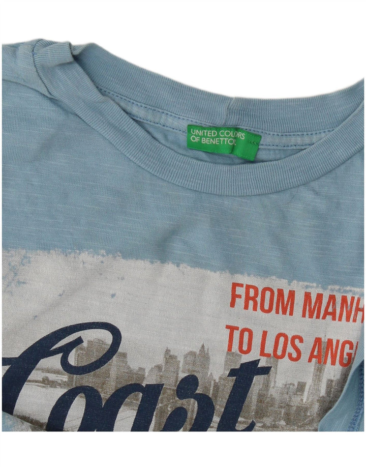 Benetton Womens Graphic T-Shirt Top UK 14 Medium Blue