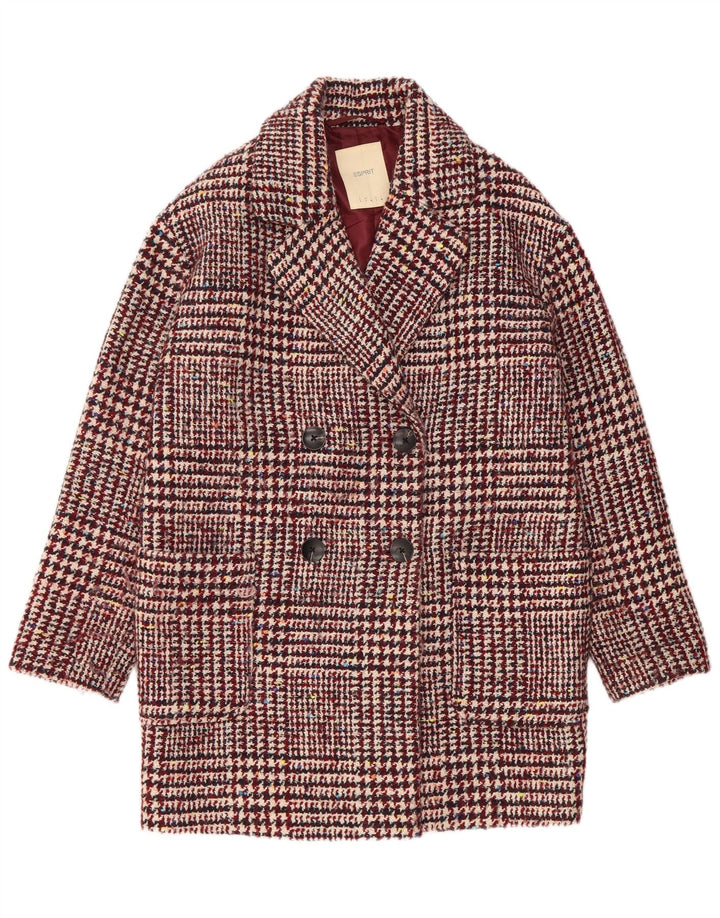 Esprit Womens Double Breasted Coat UK 10 Small Burgundy Polyester