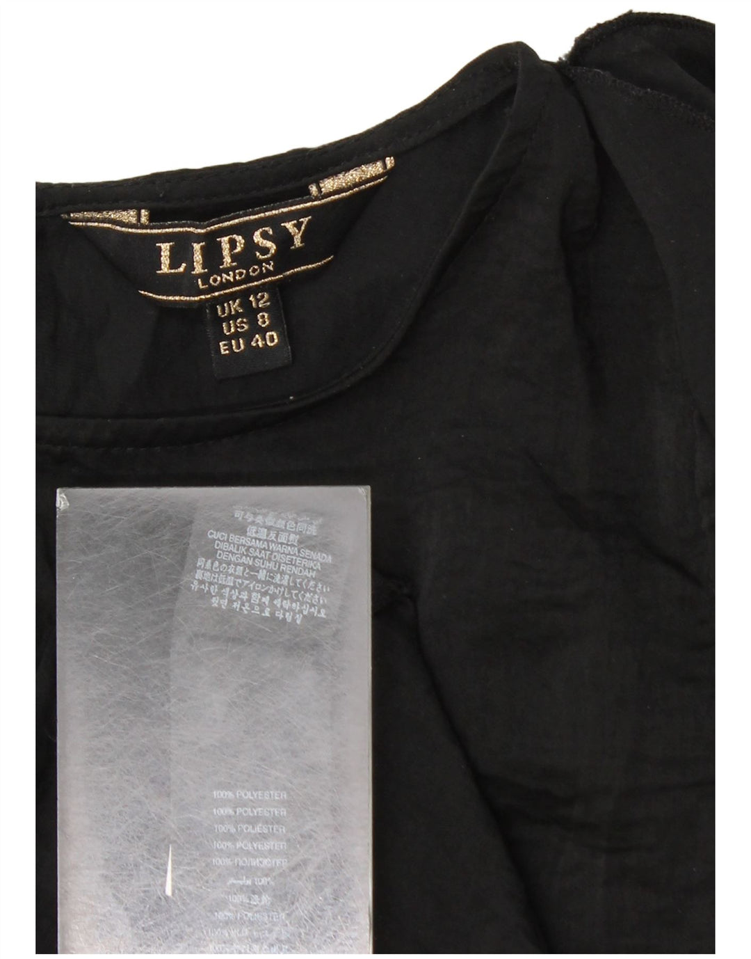 Lipsy Womens Long Sleeve Blouse Top UK 12 Medium Black Polyester