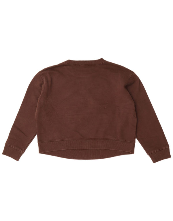 Zara Womens Crop Graphic Oversized Sweatshirt Jumper UK 10 Small Brown