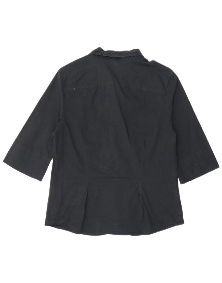 Levi's Womens 3/4 Sleeve Shirt UK 14 Large Black Cotton