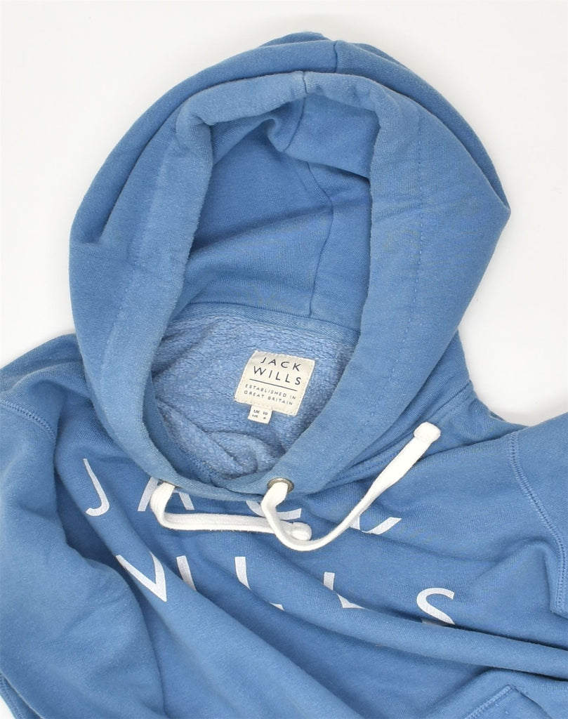 JACK WILLS Womens Graphic Hoodie Jumper UK 10 Small  Blue | Vintage Jack Wills | Thrift | Second-Hand Jack Wills | Used Clothing | Messina Hembry 