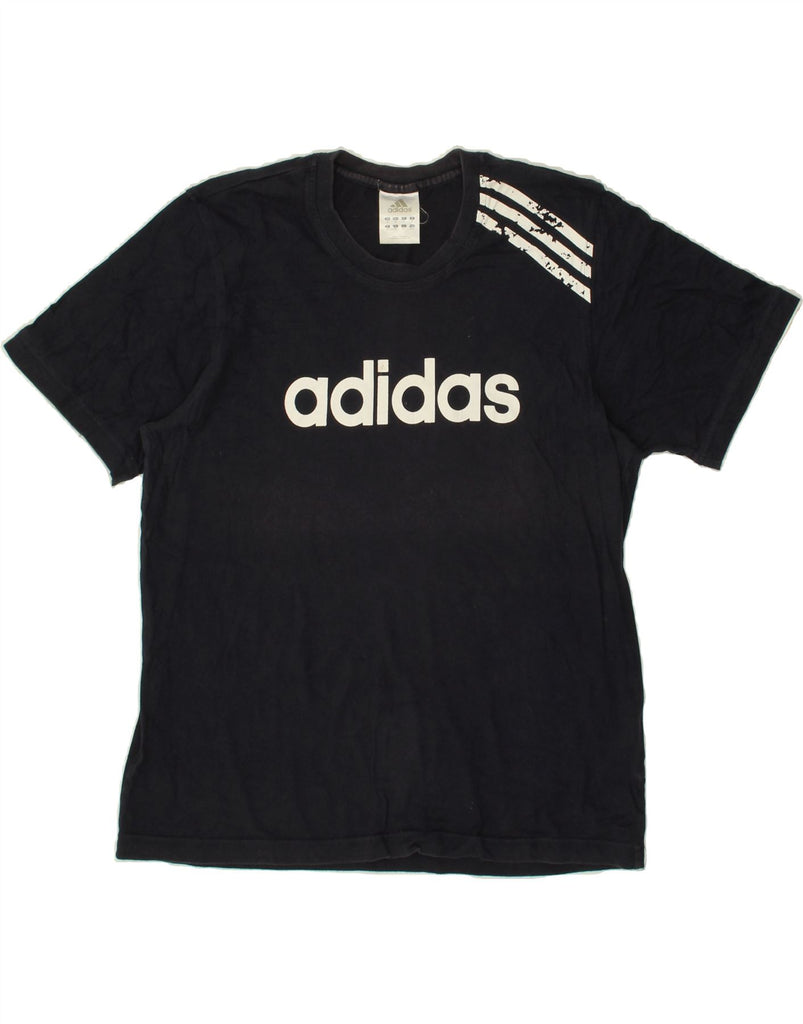 ADIDAS Mens Graphic T-Shirt Top Medium Navy Blue Cotton | Vintage Adidas | Thrift | Second-Hand Adidas | Used Clothing | Messina Hembry 