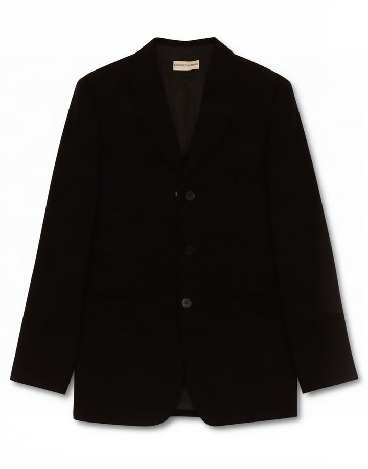 Emporio Armani Womens 3 Button Blazer Jacket IT 40 Small Black Polyester