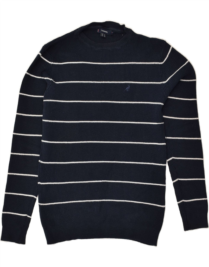 KANGOL Mens Crew Neck Jumper Sweater Medium Navy Blue Striped | Vintage Kangol | Thrift | Second-Hand Kangol | Used Clothing | Messina Hembry 