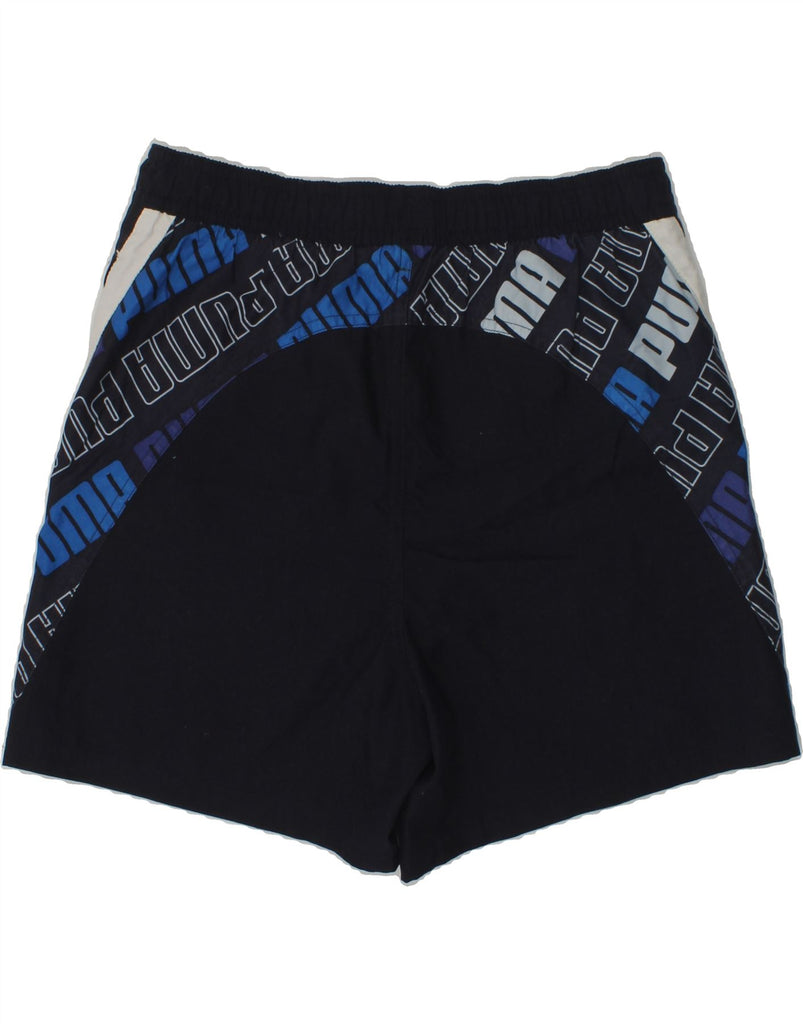 PUMA Boys Graphic Sport Shorts 11-12 Years Navy Blue Colourblock Polyester | Vintage Puma | Thrift | Second-Hand Puma | Used Clothing | Messina Hembry 