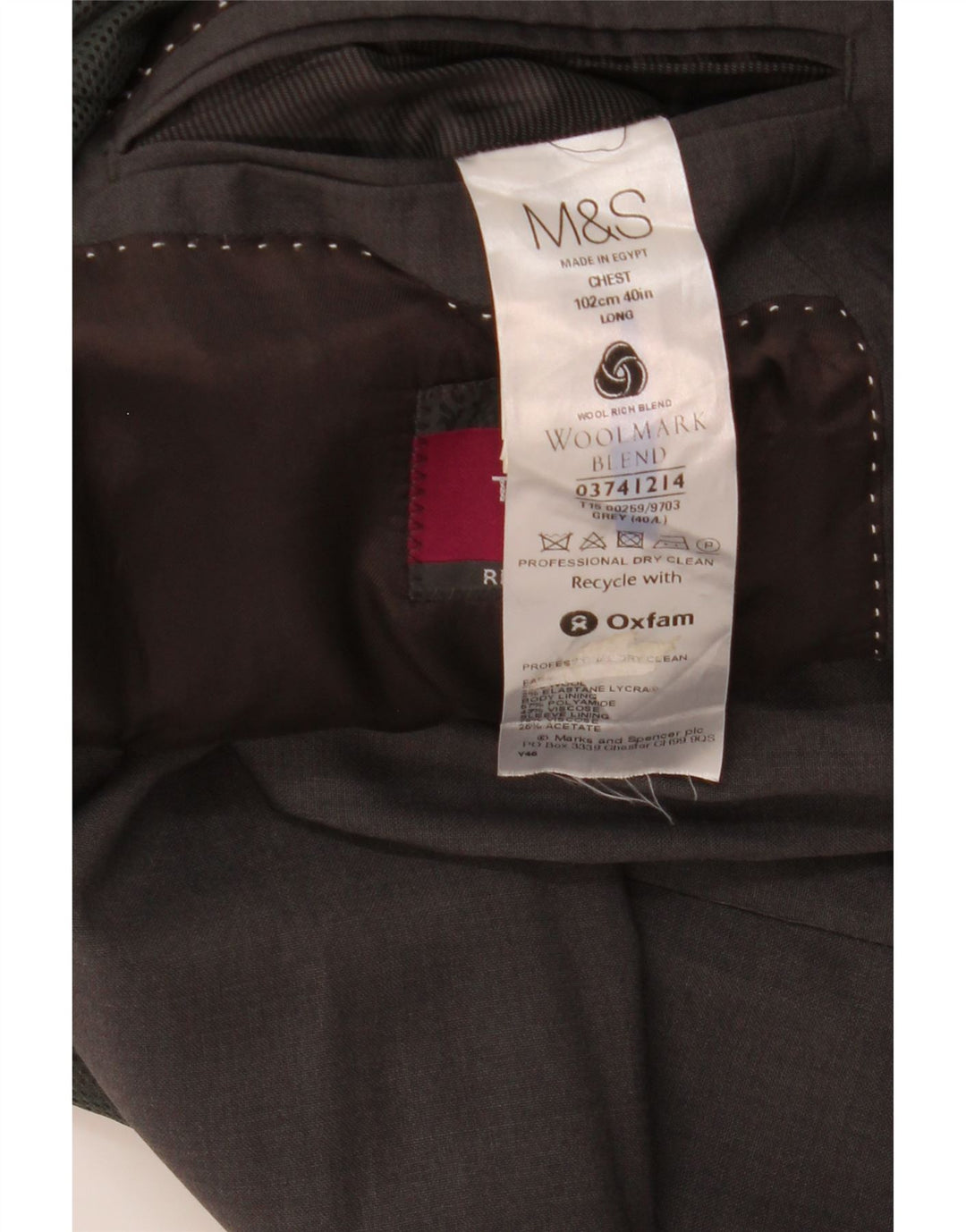Marks & Spencer Mens 2 Button Blazer Jacket UK 40 Medium Grey Wool