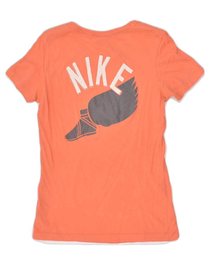 NIKE Womens Graphic T-Shirt Top UK 12 Medium Orange Cotton | Vintage Nike | Thrift | Second-Hand Nike | Used Clothing | Messina Hembry 