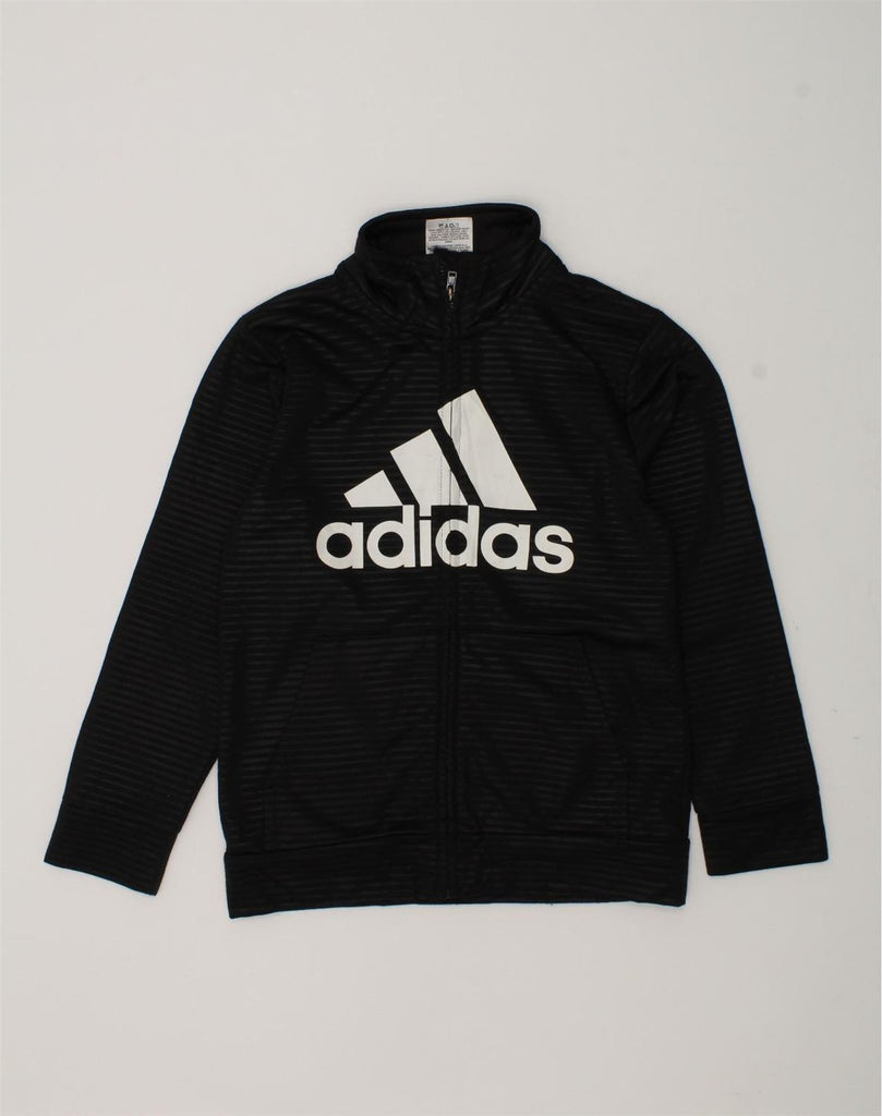 ADIDAS Boys Graphic Tracksuit Top Jacket 5-6 Years Black Striped Polyester | Vintage Adidas | Thrift | Second-Hand Adidas | Used Clothing | Messina Hembry 