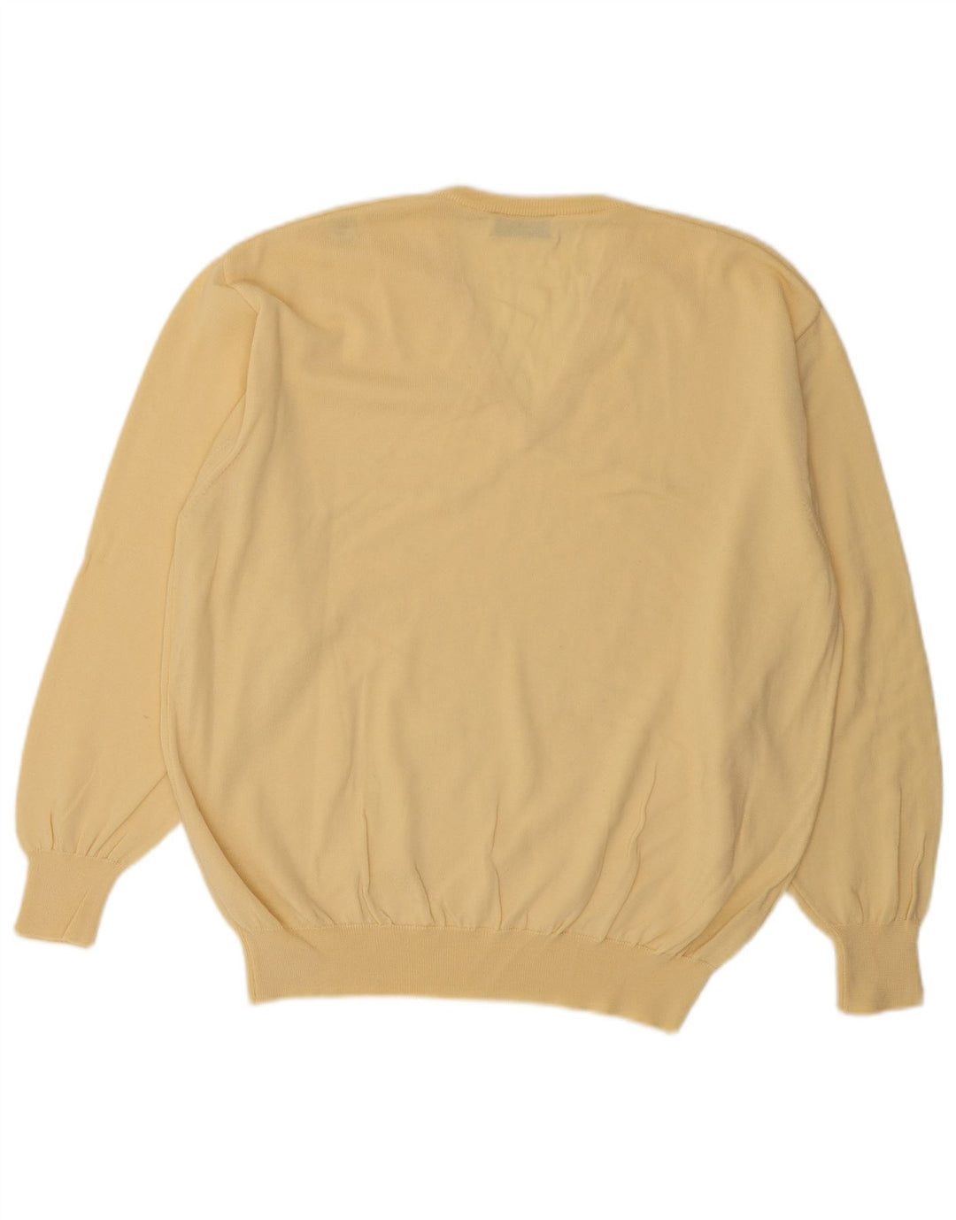 Supermaglia Mens V-Neck Jumper Sweater Medium Yellow Wool