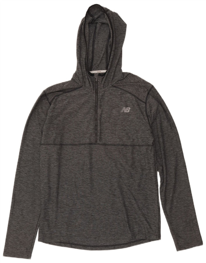 NEW BALANCE Mens Hooded Pullover Tracksuit Top Small Grey Flecked