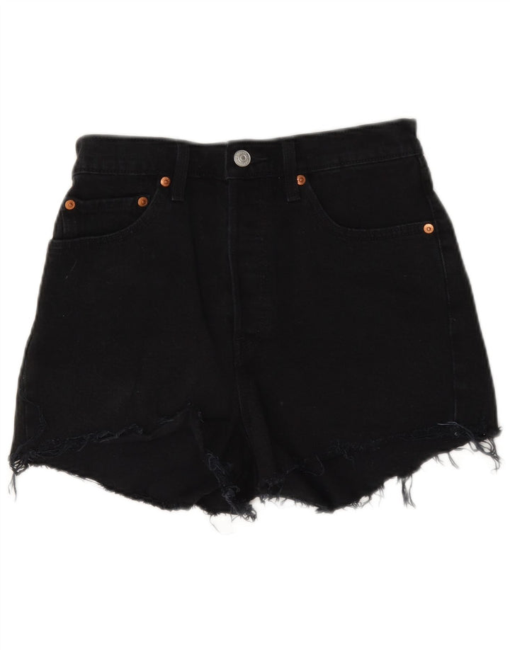 Levi's Womens Distressed Denim Shorts W27 Small Black Cotton