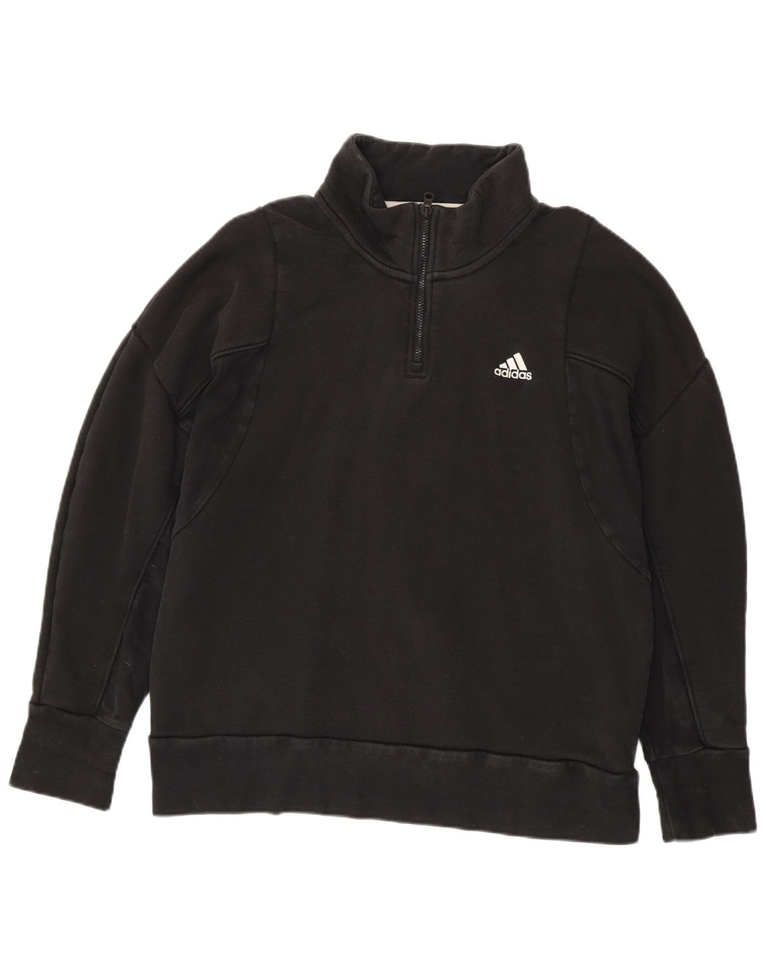Adidas Mens Zip Neck Sweatshirt Jumper Large Black Cotton