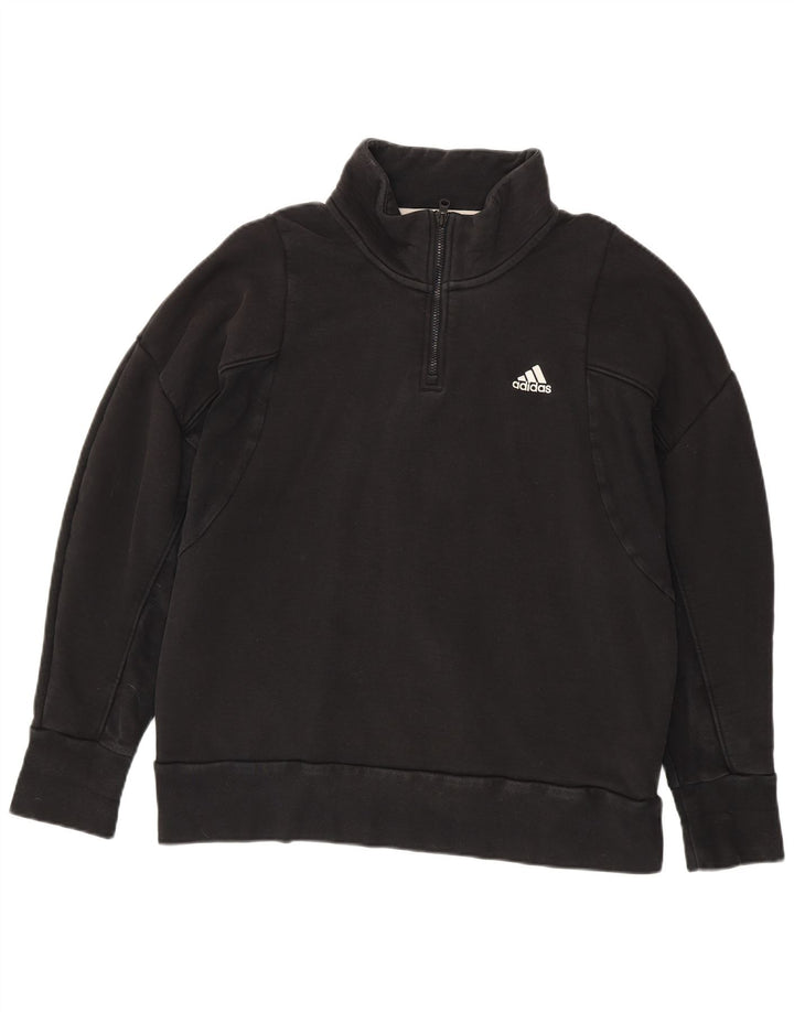 Adidas Mens Zip Neck Sweatshirt Jumper Large Black Cotton