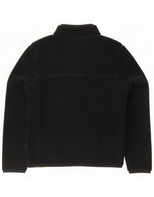 Fat Face Mens Button Neck Fleece Jumper Large Black Polyester