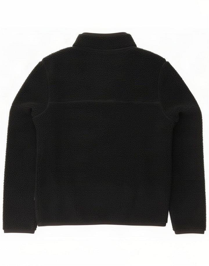 Fat Face Mens Button Neck Fleece Jumper Large Black Polyester