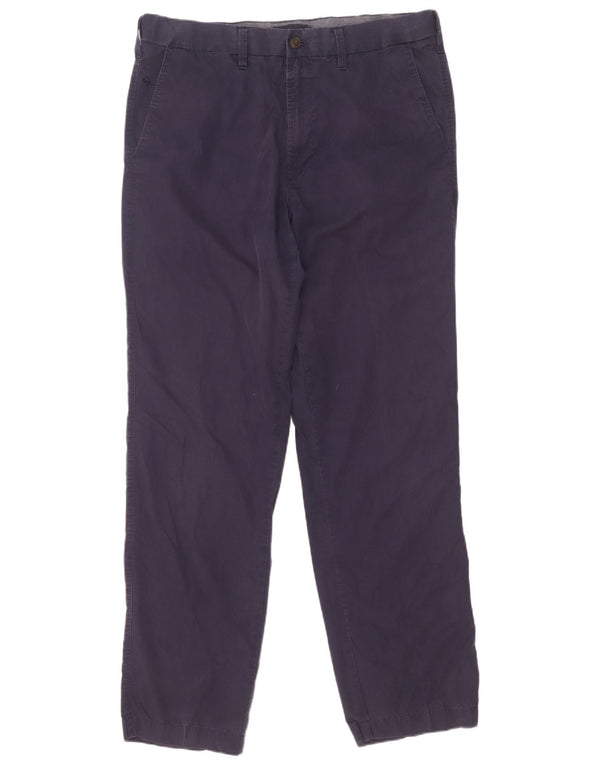 Marks & Spencer Mens Straight Chino Trousers W36 L33 Navy Blue Cotton