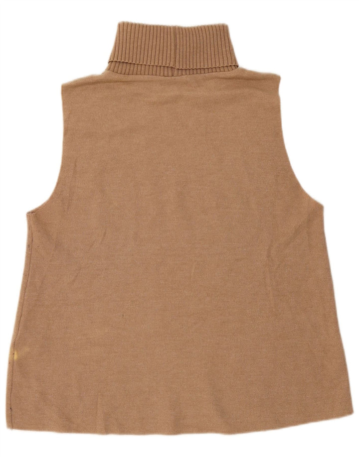 Zara Womens Vest Top UK 16 Large Beige Cotton