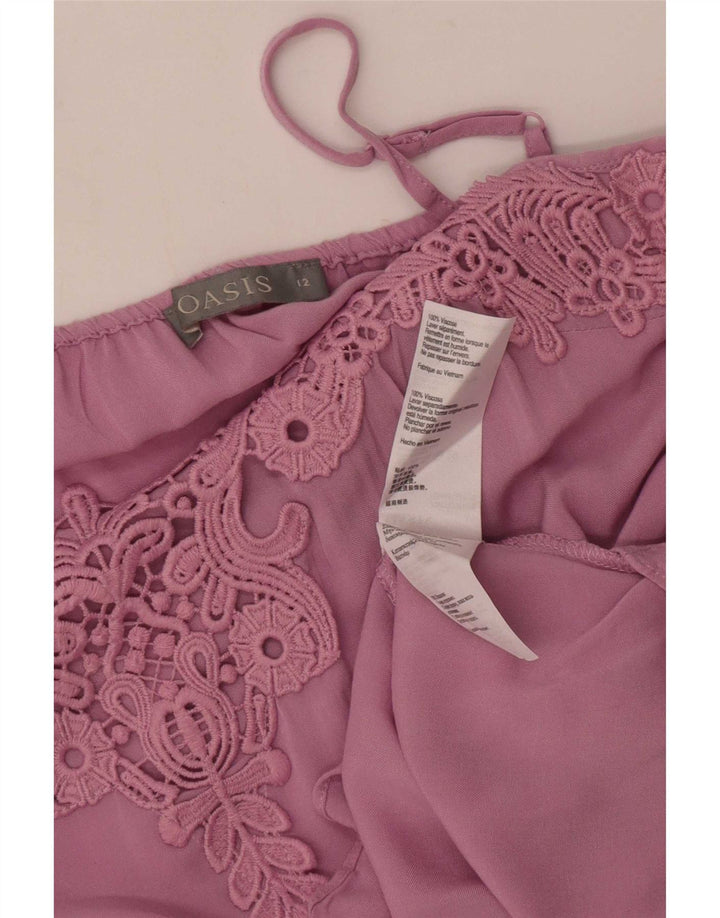 Oasis Womens Crop Cami Top UK 12 Medium Pink Viscose