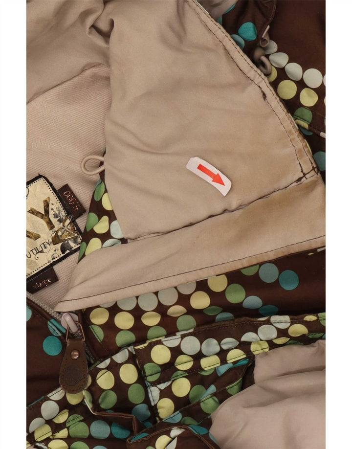 Roxy Womens Hooded Windbreaker Jacket UK 18 XL Brown Geometric Polyester
