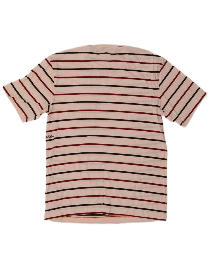 Scotch & Soda Mens T-Shirt Top Medium White Striped Cotton