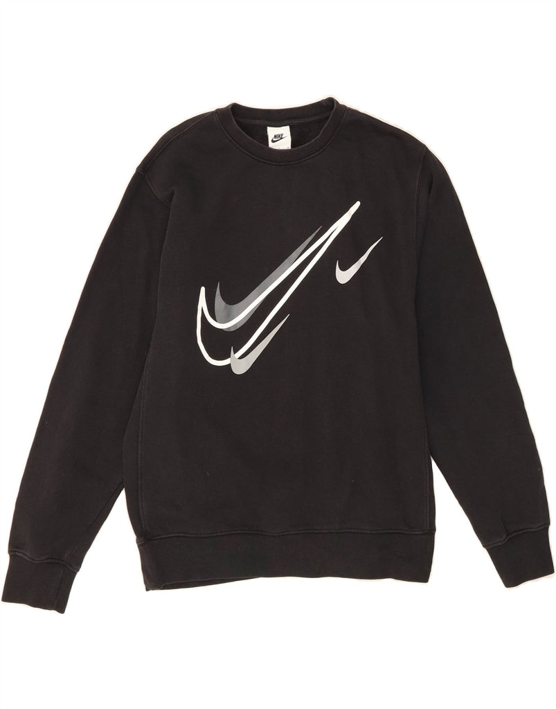 NIKE Womens Oversized Graphic Sweatshirt Jumper UK 10 Small Black Cotton Vintage Nike and Second-Hand Nike from Messina Hembry 