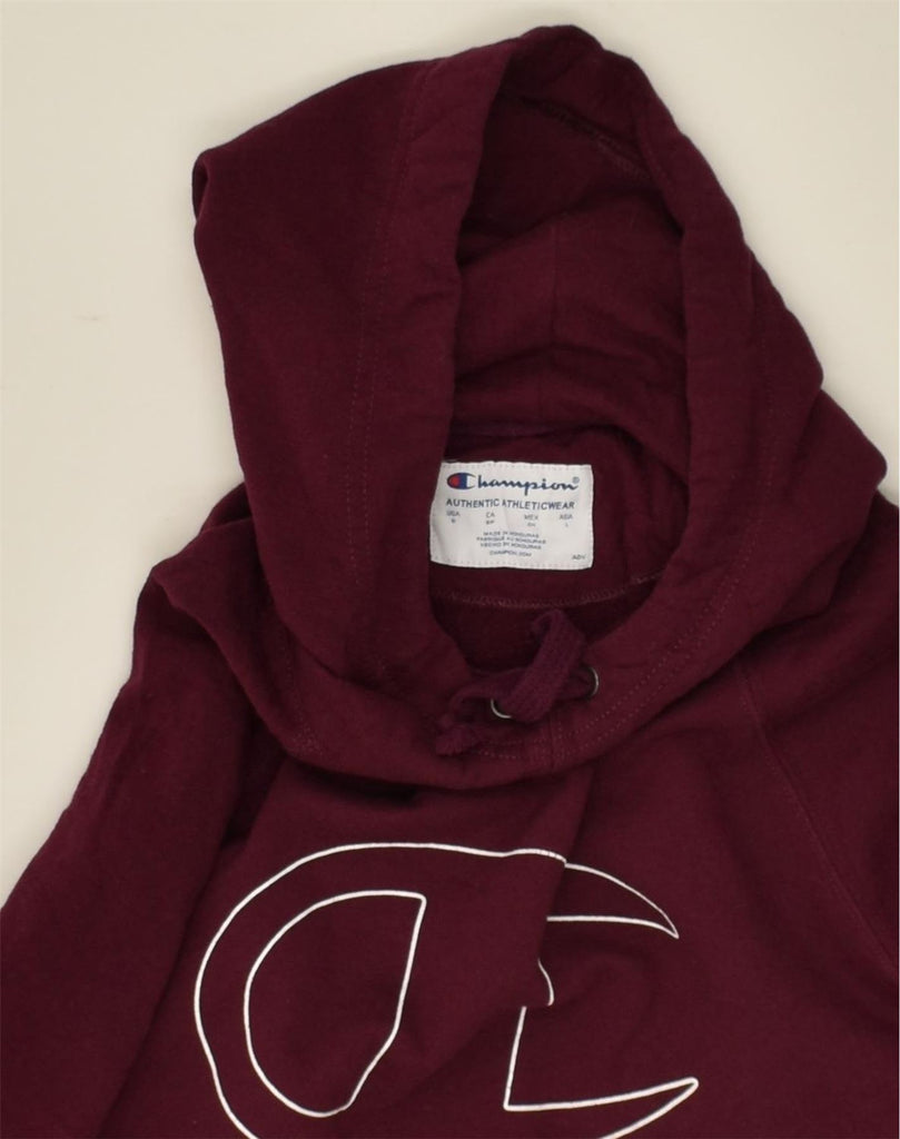 CHAMPION Womens Graphic Hoodie Jumper UK 10 Small Maroon | Vintage Champion | Thrift | Second-Hand Champion | Used Clothing | Messina Hembry 