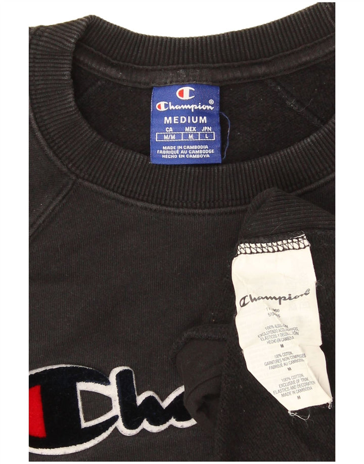 Champion Womens Graphic Oversized Sweatshirt Jumper UK 14 Medium Black