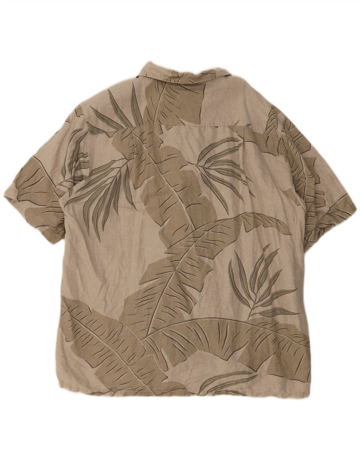 Nautica Mens Short Sleeve Shirt Large Grey Floral Linen