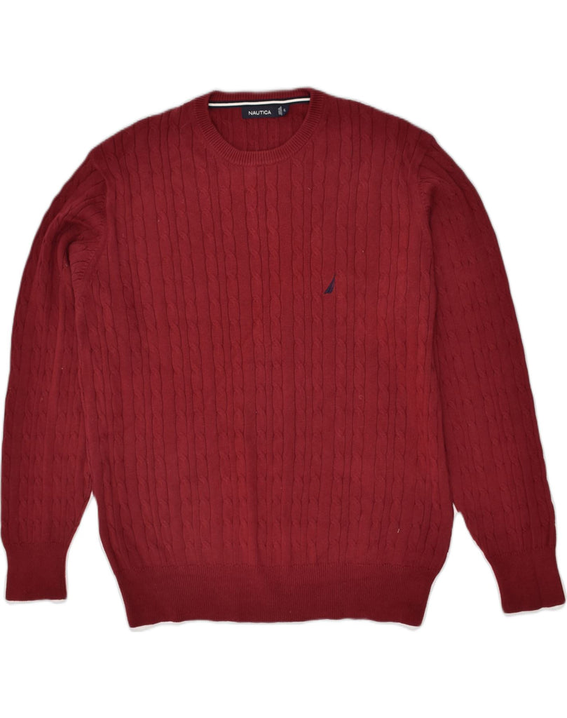 NAUTICA Mens Crew Neck Jumper Sweater XL Burgundy Cotton | Vintage Nautica | Thrift | Second-Hand Nautica | Used Clothing | Messina Hembry 