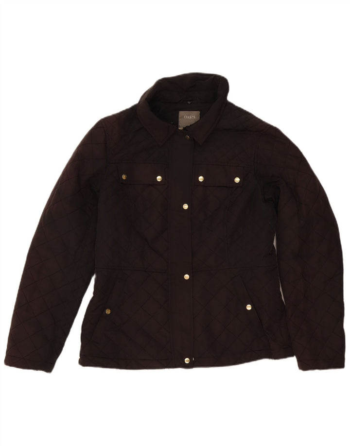 Oasis Womens Quilted Jacket UK 14 Medium Black Polyester