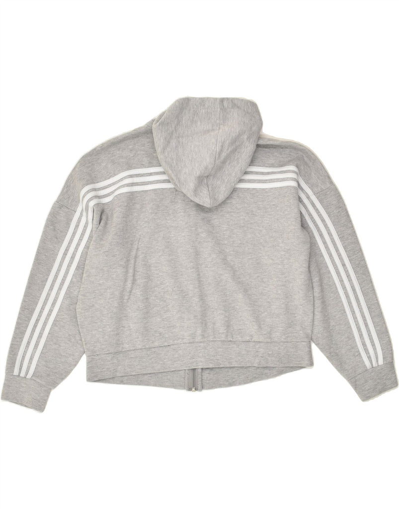 ADIDAS Womens Zip Hoodie Sweater UK 16/18 Large Grey Cotton | Vintage Adidas | Thrift | Second-Hand Adidas | Used Clothing | Messina Hembry 