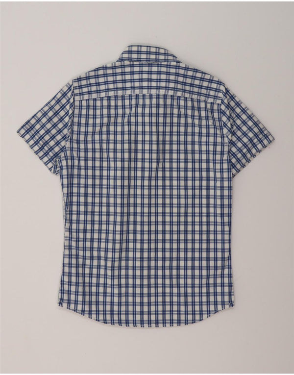 ABERCROMBIE & FITCH Mens Muscle Short Sleeve Shirt Small Blue Check Cotton