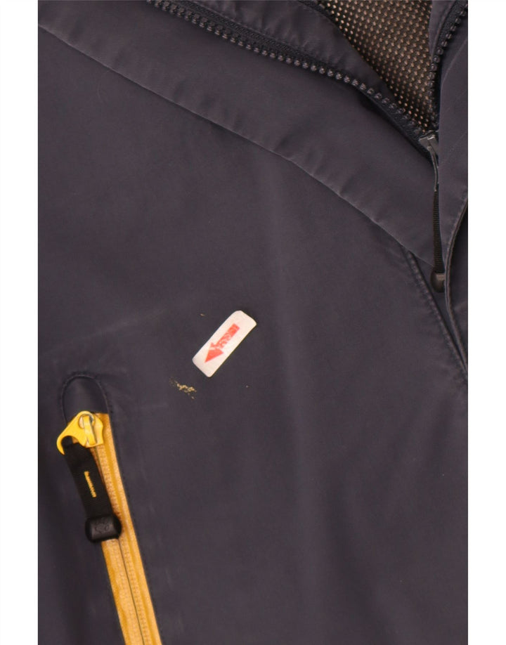 Jack Wolfskin Mens Hooded Rain Jacket UK 40/42 Large Navy Blue Polyamide