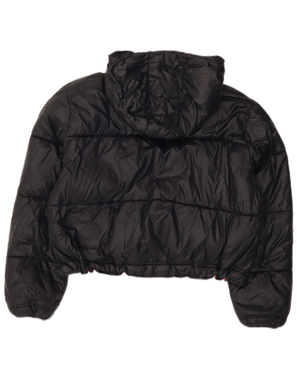 Replay Womens Oversized Crop Hooded Padded Jacket UK 2 2XS Navy Blue