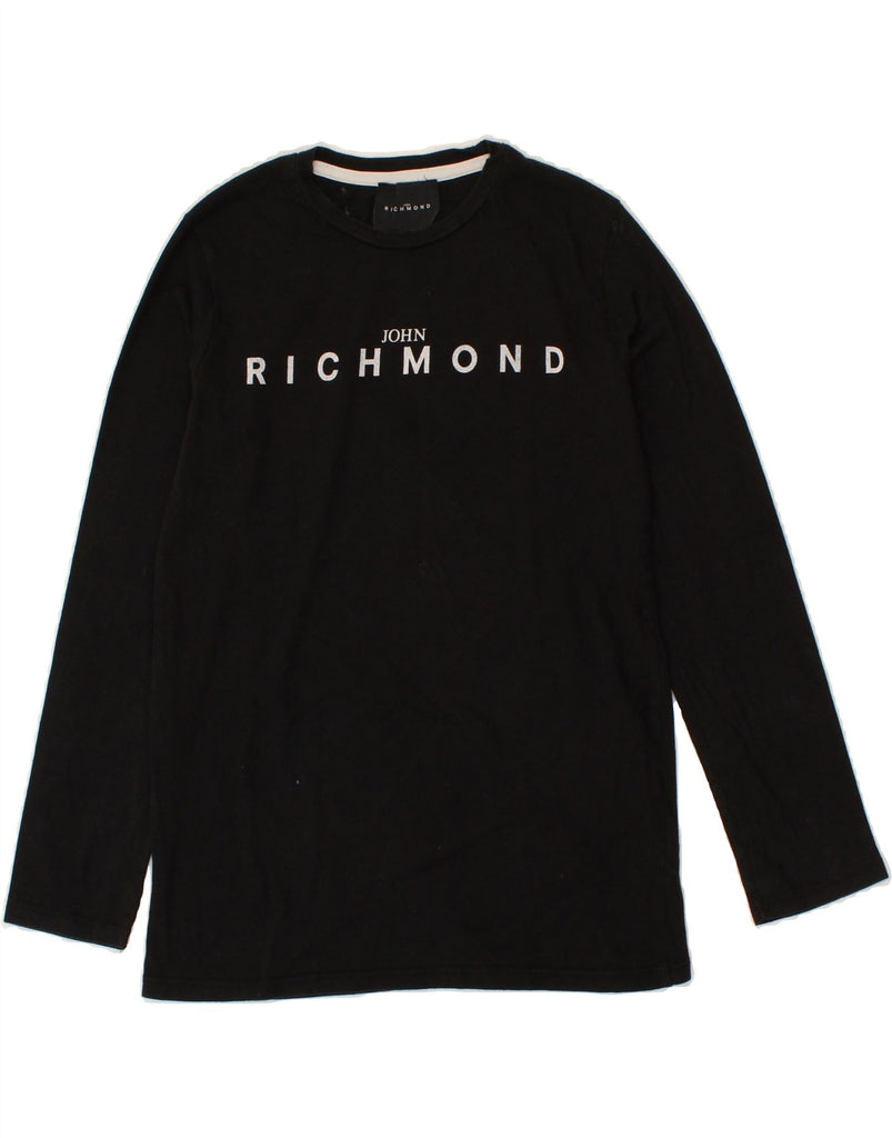 RICHMOND Boys Graphic Top Long Sleeve 13-14 Years Black Cotton | Vintage Richmond | Thrift | Second-Hand Richmond | Used Clothing | Messina Hembry 