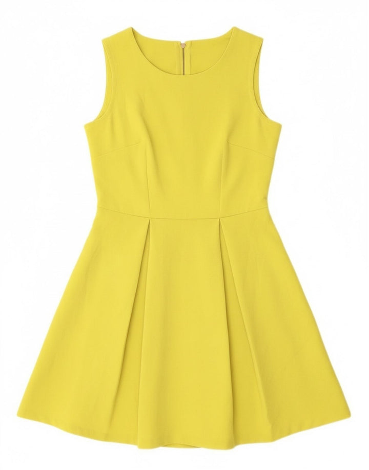 CLOSET Womens Sleeveless A-Line Dress UK 12 Medium Yellow Polyester