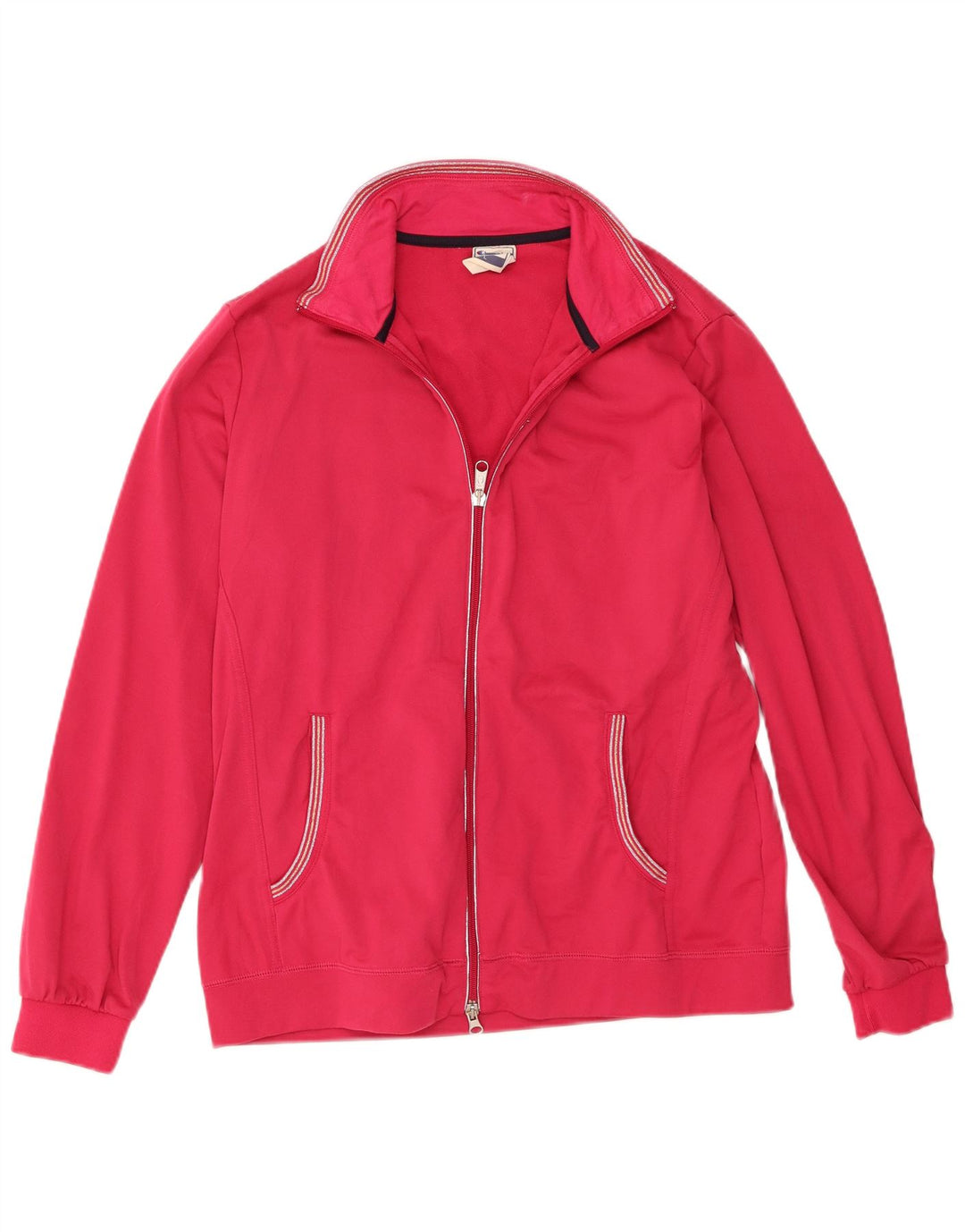 Champion Womens Easy Fit Tracksuit Top Jacket UK 14 Large Pink Polyester