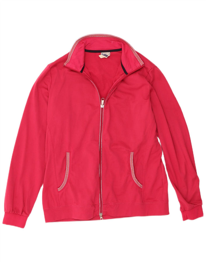 Champion Womens Easy Fit Tracksuit Top Jacket UK 14 Large Pink Polyester