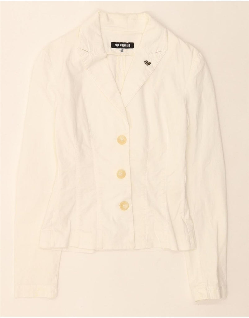 GF FERRE Womens 3 Button Blazer Jacket IT 42 Medium White Vintage GF Ferre and Second-Hand GF Ferre from Messina Hembry 