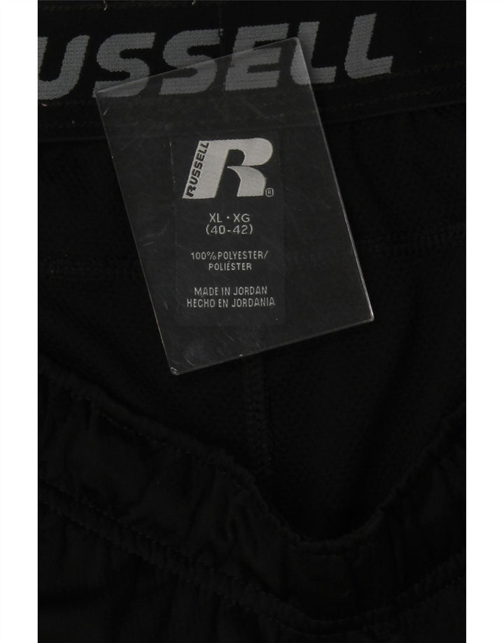 RUSSELL ATHLETIC Mens Sport Shorts XL Black Colourblock Polyester Vintage Russell Athletic and Second-Hand Russell Athletic from Messina Hembry 