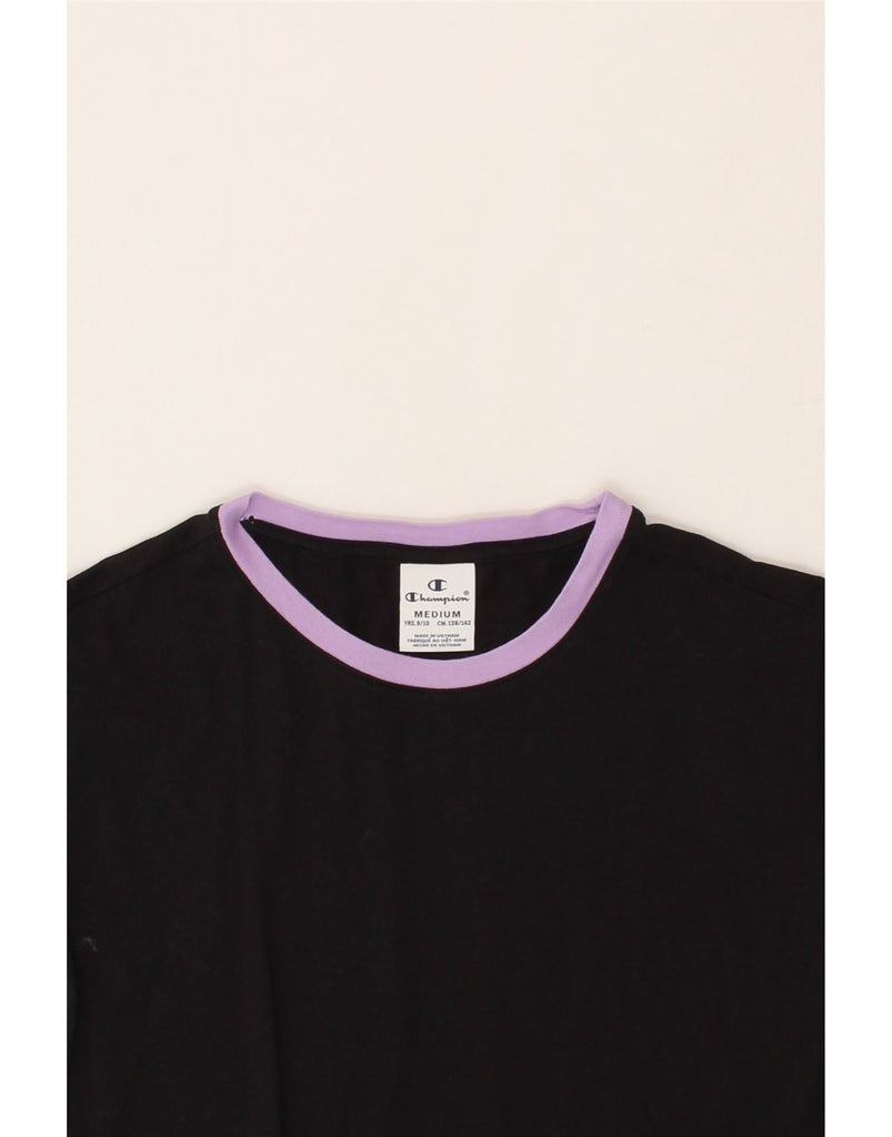 CHAMPION Girls Graphic T-Shirt Dress 9-10 Years Black Cotton Vintage Champion and Second-Hand Champion from Messina Hembry 