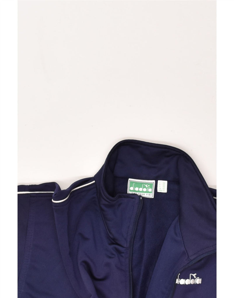 DIADORA Mens Tracksuit Top Jacket UK 40 Medium Navy Blue Polyester | Vintage Diadora | Thrift | Second-Hand Diadora | Used Clothing | Messina Hembry 