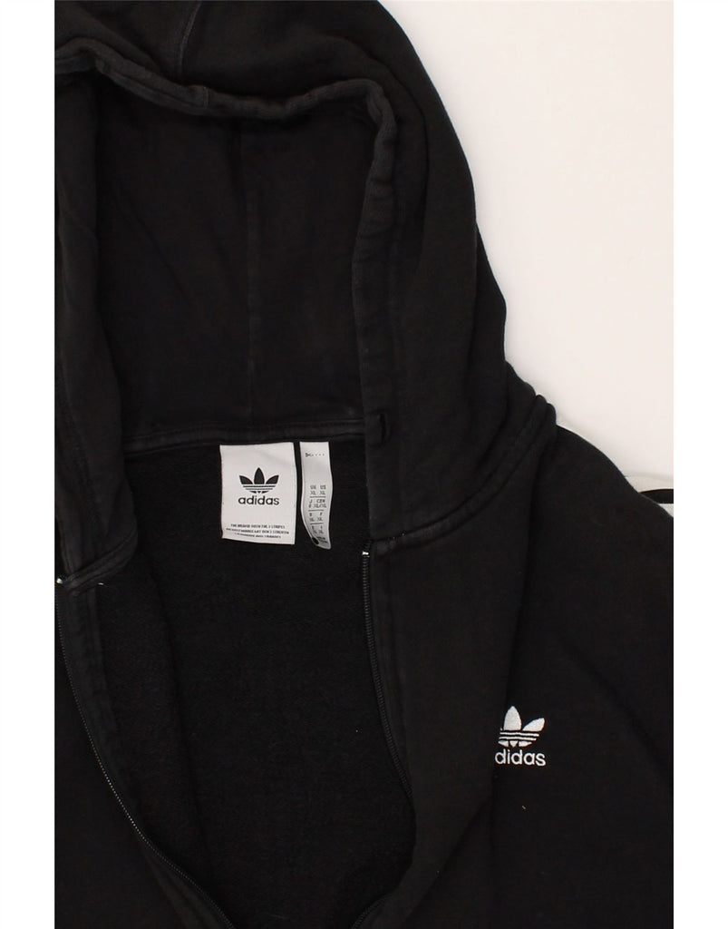 ADIDAS Womens Zip Hoodie Sweater UK 18 XL Black Cotton | Vintage Adidas | Thrift | Second-Hand Adidas | Used Clothing | Messina Hembry 