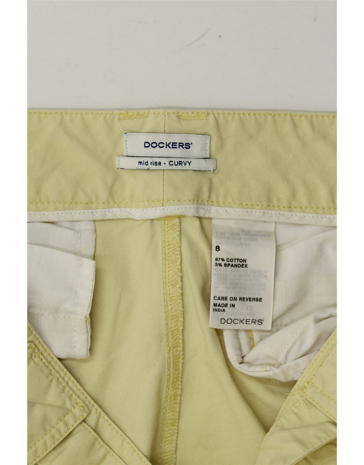 DOCKERS Womens Curvy Mid Rise Bermuda Shorts US 8 Medium W30 Yellow Cotton Vintage Dockers and Second-Hand Dockers from Messina Hembry 