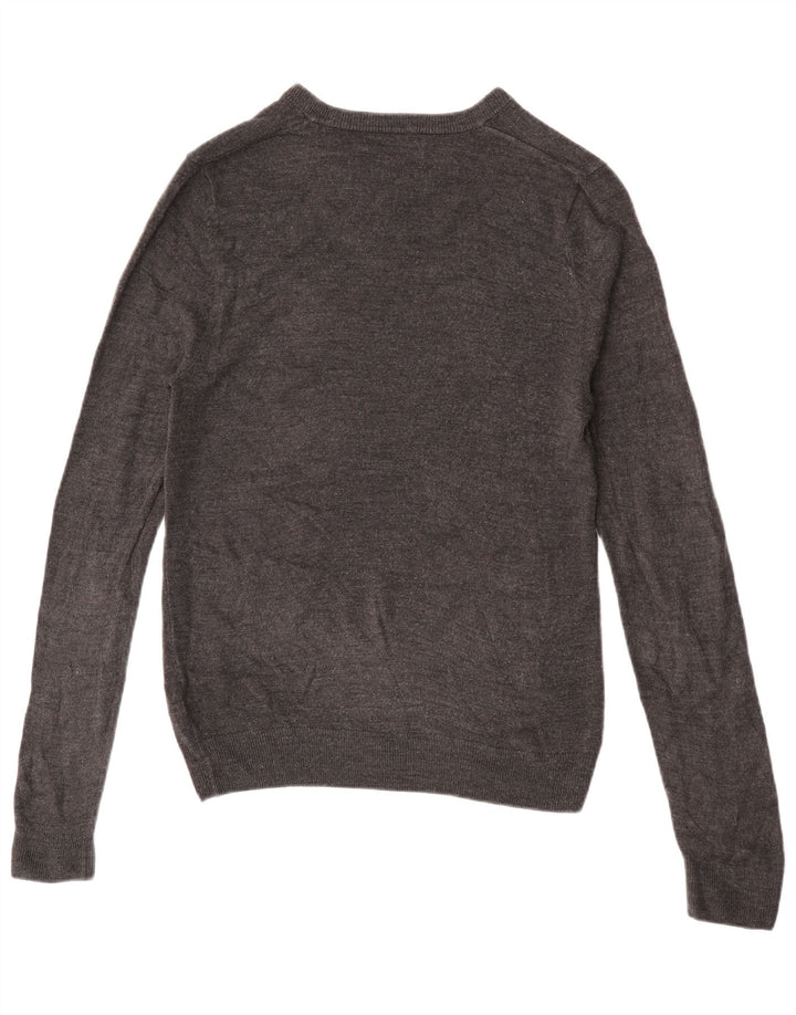 MARKS & SPENCER Mens V-Neck Jumper Sweater Medium Grey Acrylic