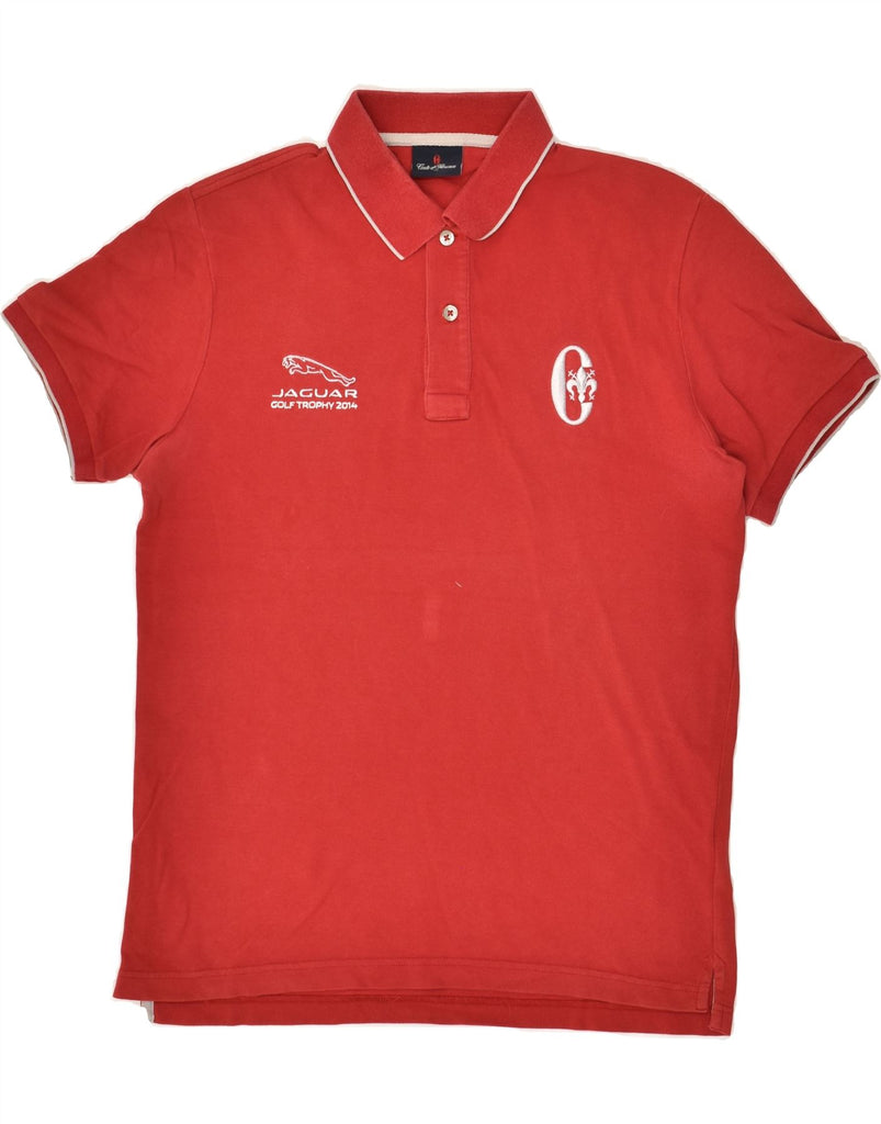 CONTE OF FLORENCE Mens Graphic Polo Shirt Medium Red Cotton | Vintage Conte of Florence | Thrift | Second-Hand Conte of Florence | Used Clothing | Messina Hembry 