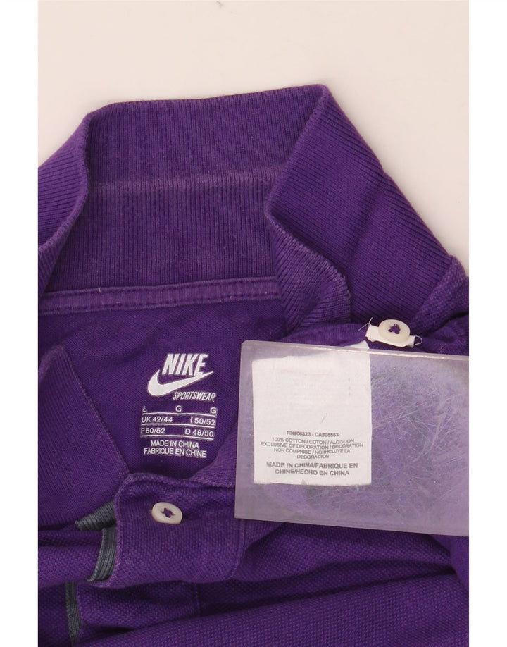 NIKE Mens Polo Shirt UK 42/44 Large Purple Cotton