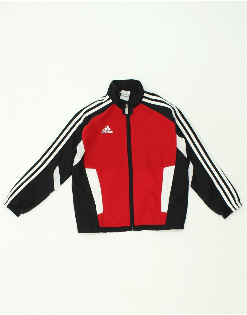 ADIDAS Boys Tracksuit Top Jacket 7-8 Years Red Colourblock Polyester | Vintage Adidas | Thrift | Second-Hand Adidas | Used Clothing | Messina Hembry 